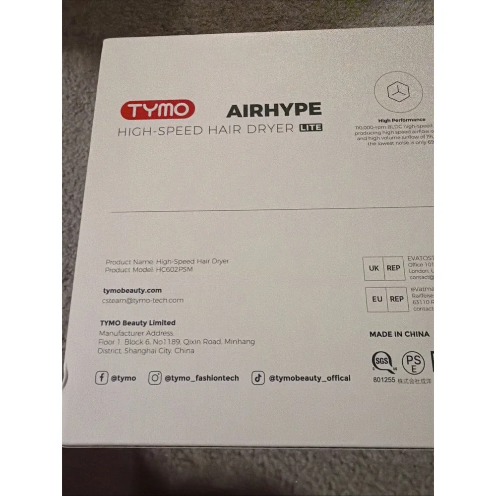 TYMO Airhype Lite High Speed Hair Dryer + Nozzle - Champagne Pink